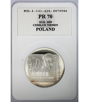 10 zł, Czesław Niemen okrągła, PR70 PCG, patyna