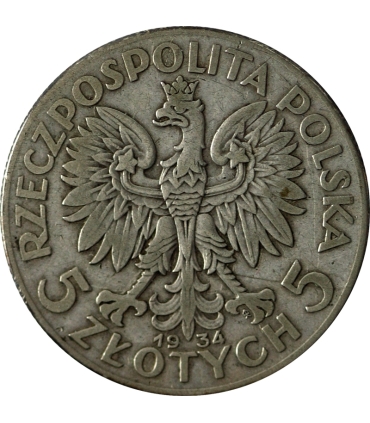 5 złotych głowa kobiety 1934, stan 3