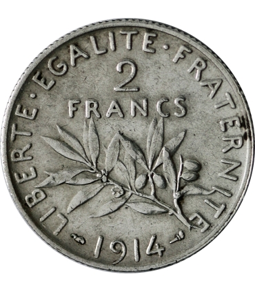 Francja, 2 franki, 1914, Srebro