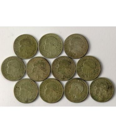LOT 11 x 2 złote głowa kobiety 1932, 1933, 1934