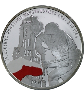 Medal pamiątkowy: 75. rocznica Powstania Warszawskiego (1.08–3.10.1944), srebro, etui