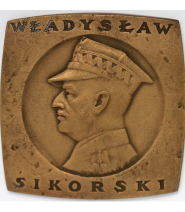 Medal PLL LOT – Władysław Sikorski, brąz, etui LOT, relief
