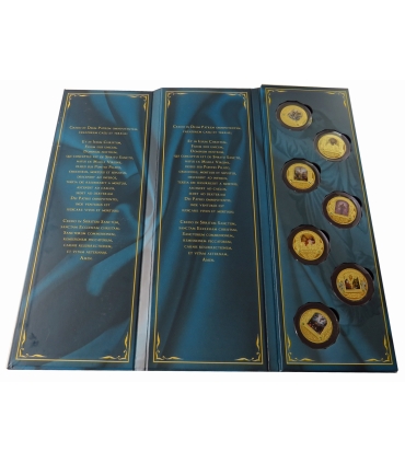 Zestaw medalowy „Credo” – 7 pozłacanych medali 50 mm, kapsuły, etui, Civitas Vaticana