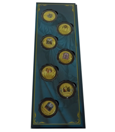 Zestaw medalowy „Credo” – 7 pozłacanych medali 50 mm, kapsuły, etui, Civitas Vaticana
