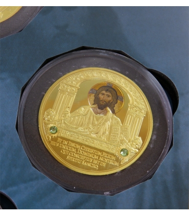 Zestaw medalowy „Credo” – 7 pozłacanych medali 50 mm, kapsuły, etui, Civitas Vaticana