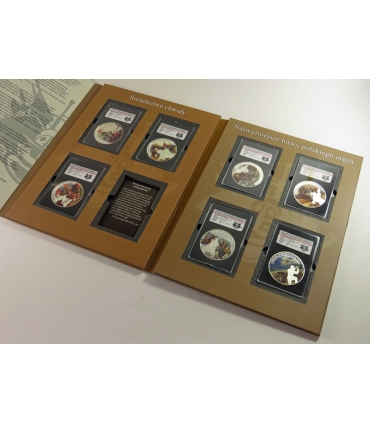 Zestaw „Bitwy Polskiego Oręża” – 2 tomy, 15 medalionów, Srebro Ag 333