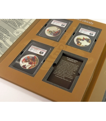 Zestaw „Bitwy Polskiego Oręża” – 2 tomy, 15 medalionów, Srebro Ag 333