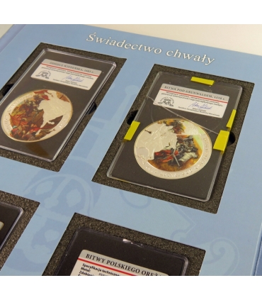Zestaw „Bitwy Polskiego Oręża” – 2 tomy, 15 medalionów, Srebro Ag 333