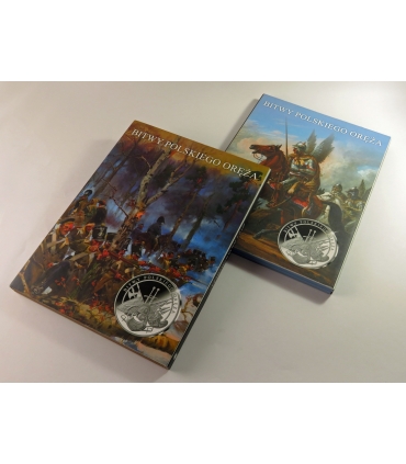 Zestaw „Bitwy Polskiego Oręża” – 2 tomy, 15 medalionów, Srebro Ag 333