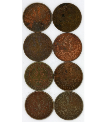 Lot 8 x 2 grosze 2x1923,  1925, 1928, 1930, 1931, 1932, 1934