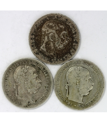 Lot: 3 x 1 korona Austria: 1895, 1901, 1914, srebro