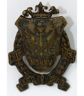 Odznaka pamiątkowa Uniwersytet Warszawski – 1915, orzeł w koronie, daty historyczne