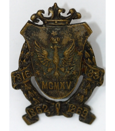 Odznaka pamiątkowa Uniwersytet Warszawski – 1915, orzeł w koronie, daty historyczne