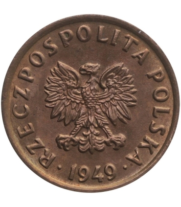 5 groszy 1949, brąz, mennicza stan 1, piękna, tęczowy połysk