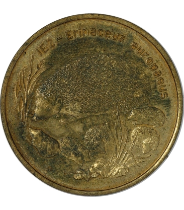 2 zł GN, Jeż (Erinaceus europaeus), nalot, patyna