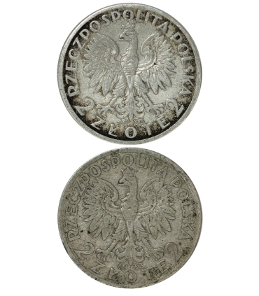 LOT 2 x 2 złote głowa kobiety 1933