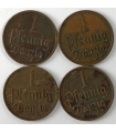 Lot Wolne Miasto Gdańsk 4 x 1 fenig, 1923, 1926, 1930, 1937