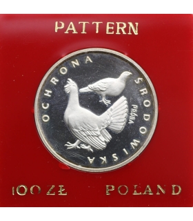100 złotych, Ochrona środowiska - głuszce - próba, 1980, srebro