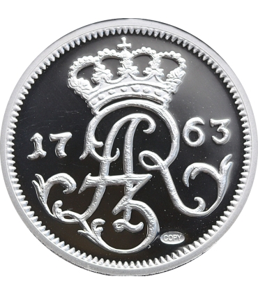 Replika trojak Elbląg 1763 August III Sas, srebro Ag999, 15,5g
