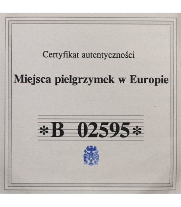 Medal Częstochowa Shrines of Europe 2011, posrebrzany, 50 mm, certyfikat