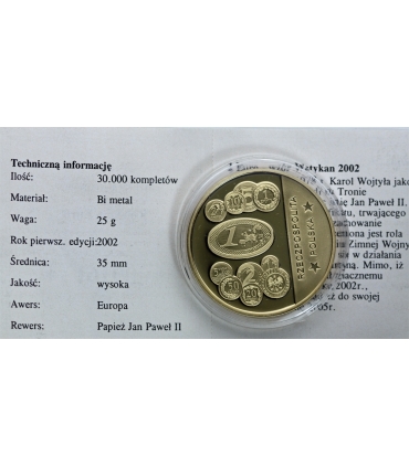 Medal Europa i Euro 2002, Kolekcja Euro, bimetal, 35 mm, certyfikat