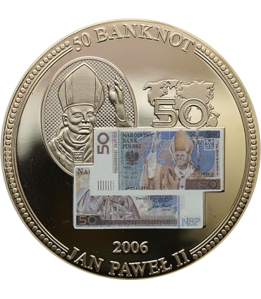 Medal Banknot Polska 50 zł Jan Paweł II 2006, 49 mm