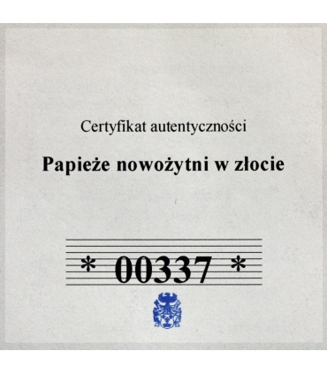 Medal Watykan Papież Pius XII – złoto Au 585, 0,5 g, certyfikat