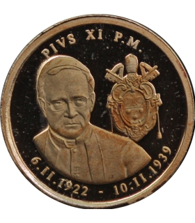 Medal Watykan Papież Pius XI – złoto Au 585, 0,5 g, certyfikat