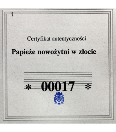 Medal Watykan Papież Pius XI – złoto Au 585, 0,5 g, certyfikat