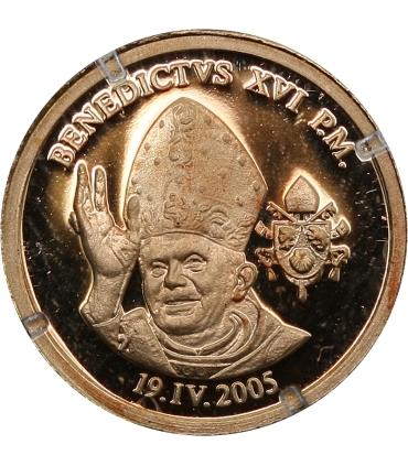 Medal Watykan Papież Benedykt XVI – złoto 585 Au, 0,5 g, certyfikat