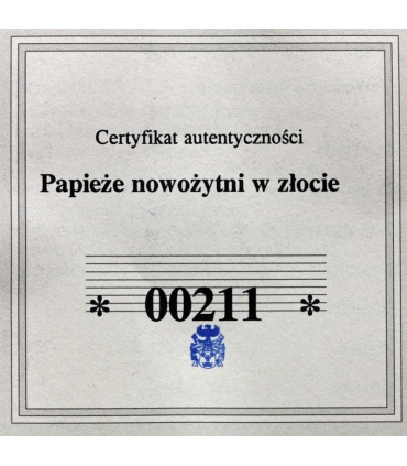 Medal Watykan Papież Benedykt XVI – złoto 585 Au, 0,5 g, certyfikat