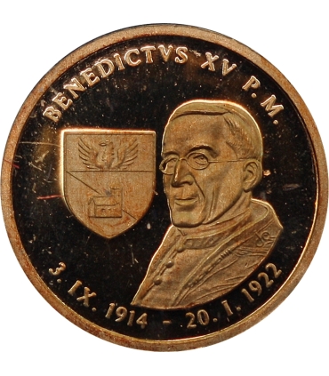 Medal Watykan Papież Benedykt XV – złoto Au 585, 0,5 g, certyfikat