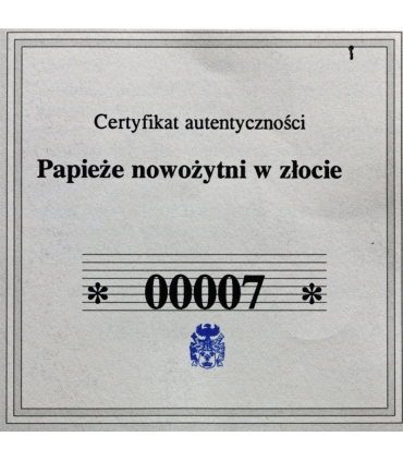 Medal Watykan Papież Benedykt XV – złoto Au 585, 0,5 g, certyfikat