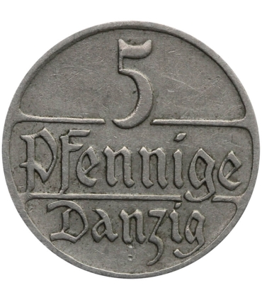 Wolne Miasto Gdańsk, 1928, 5 fenigów, stan 3