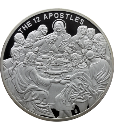 Medal 12 Apostołów – Ostatnia Wieczerza, 50 mm, 54 g, posrebrzana i pozłacana, certyfikat