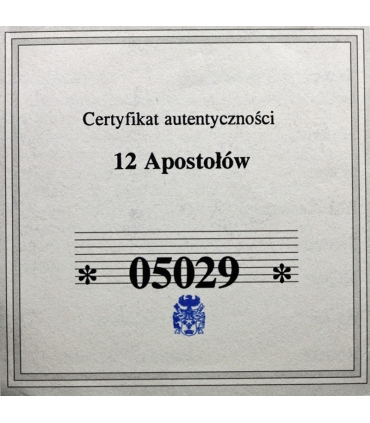 Medal 12 Apostołów – Ostatnia Wieczerza, 50 mm, 54 g, posrebrzana i pozłacana, certyfikat