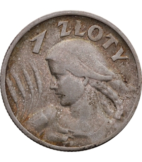 1 złoty 1925, żniwiarka kropka po dacie, stan 3