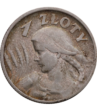 1 złoty 1925, żniwiarka kropka po dacie, stan 3