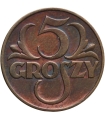 5 groszy 1937 rok, stan 2+