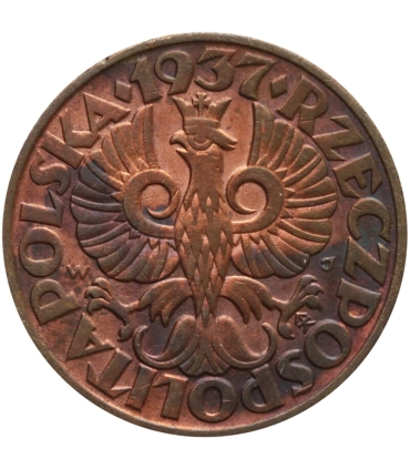 5 groszy 1937 rok, stan 2+
