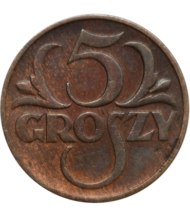 5 groszy 1934, bardzo rzadka, piękny detal, st. 2