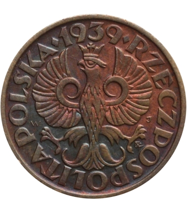 2 grosze 1939, stan 2, piękny detal