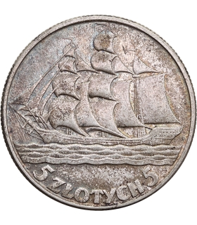 5 zł Żaglowiec 1936, stan 2, II RP