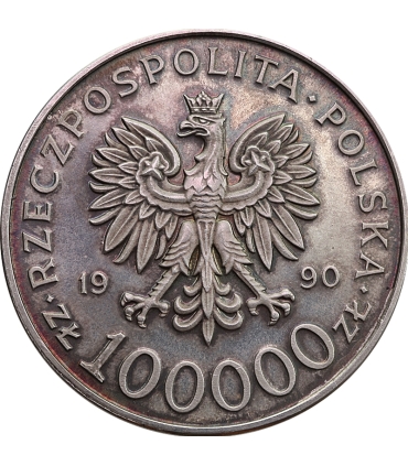 100000zł Solidarność 1990 TYP A, stan 1-/2+