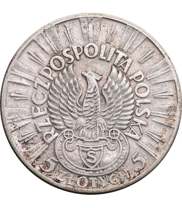 5 złotych Piłsudski Orzeł Strzelecki 1934, stan 3+