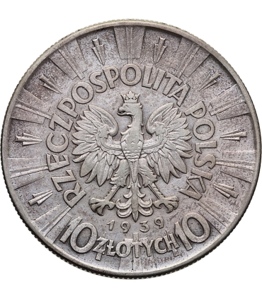 10 zł Piłsudski 1939, stan 3, rzadki rocznik
