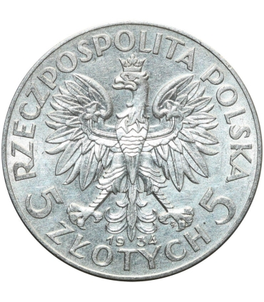 5 złotych głowa kobiety 1934, stan 2+