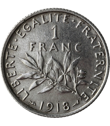 Francja 1 frank, 1918, srebro, st. 3+