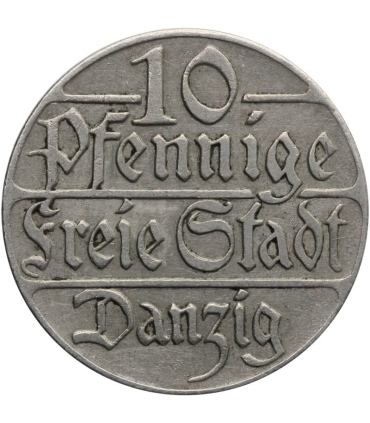 Wolne Miasto Gdańsk, 1923, 10 fenigów, stan 3
