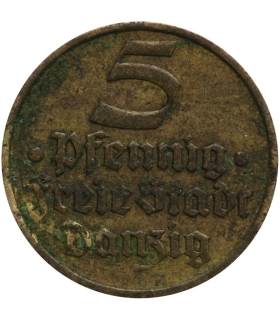 Wolne Miasto Gdańsk 5 Fenigów 1932, dorsz